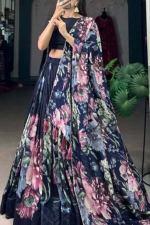 Floral Printed Kalamkari Silk Ready to Wear Lehenga & Choli With Dupatta