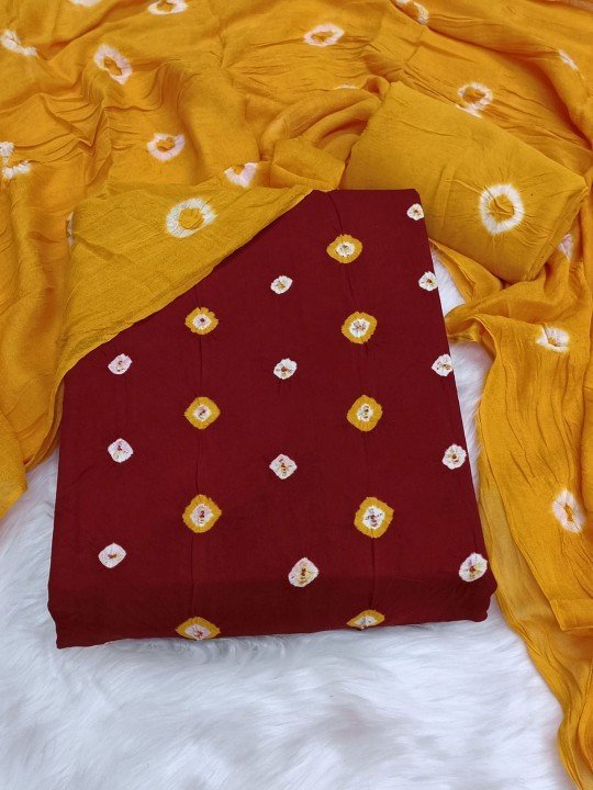Bandhani Printed Pure Cotton Unstitched Dress Material - Image 2